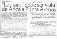 Lautaro debe ser vista de Arica a Punta Arenas  [artículo] Abel Carrizo.