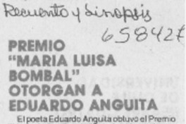 Premio "María Luisa Bombal" otorgan a Eduardo Anguita.