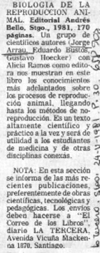 Biología de la reproducción animal.  [artículo]