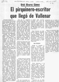 El Pirquinero-escritor que llegó de Vallenar.  [artículo]