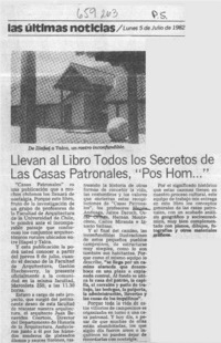 Llevan al libro todos los secretos de las casas patronales "Pos Hom...".  [artículo]