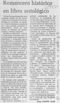 Romancero histórico en libro antológico