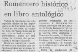 Romancero histórico en libro antológico