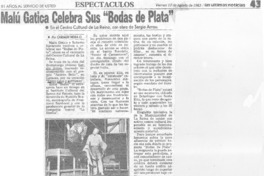 Malú Gatica celebra sus "Bodas de plata"