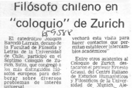 Filósof chileno en "coloquio" de Zurich.  [artículo]