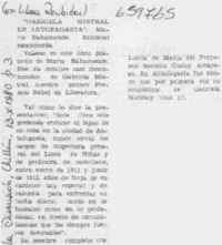 "Gabriela Mistral en Antofagasta".