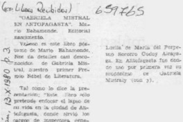 "Gabriela Mistral en Antofagasta".