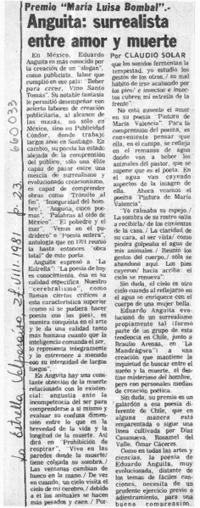 Anguita, surrealista entre amor y muerte  [artículo] Claudio Solar.