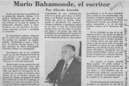 Mario Bahamonde, el escritor  [artículo] Alfredo Aranda.
