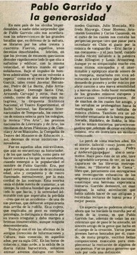 Pablo Garrido y la generosidad