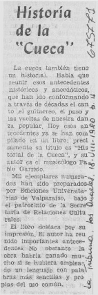 Historial de la "cueca".