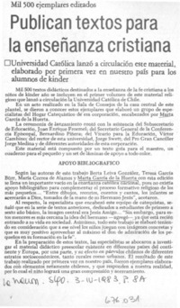 Publican textos para la enseñanza cristiana.