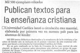 Publican textos para la enseñanza cristiana.