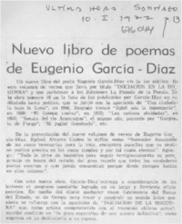 Nuevo libro de poemas de Eugenio García Díaz.