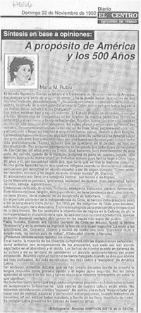 A propósito de América y los 500 años
