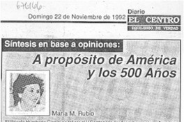 A propósito de América y los 500 años