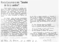 María Giacamán y sus "Sonetos de luz y sombra"