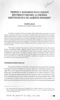 Tropos y alegorías en el ensayo histórico chileno: la fronda aristocrática de Alberto Edwards