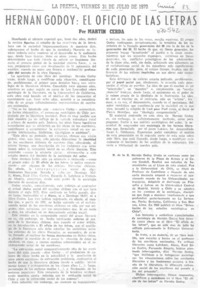 Hernán Godoy, el oficio de las letras