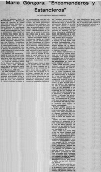 Mario Gógora: "Encomenderos y estancieros"