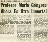 Profesor Mario Góngora ahora es otro inmortal.