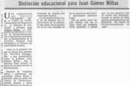 Distinción educacional para Juan Gómez Millas.