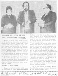 Recital de ayer de los poetas Massone y Godoy.