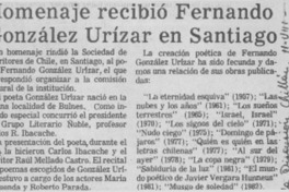 Homenaje recibió Fernando González Urízar en Santiago.