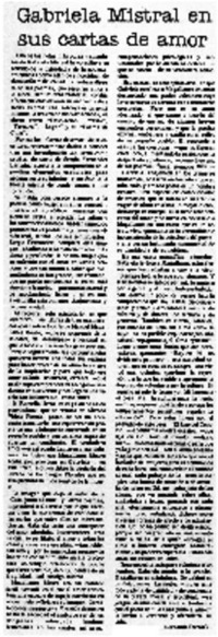 Gabriela Mistral en sus cartas de amor
