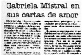 Gabriela Mistral en sus cartas de amor