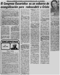 El congreso eucarístico es un esfuerzo de evangelización para redescubrir a Cristo : [entrevista]