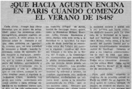 Qué hacía Agustín Encina en París cuando comenzó el verano de 1848?