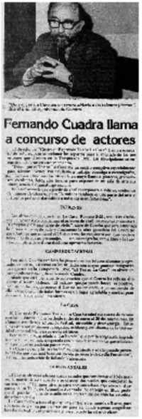 Fernando Cuadra llama a concurso de actores.
