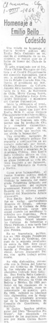 Homenaje a Emilio Bello Codesio.