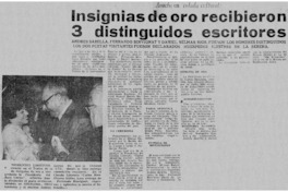 Insignias de oro recibieron 3 distinguidos escritores.