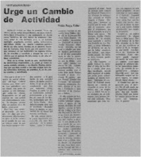 Urge un cambio de actividad