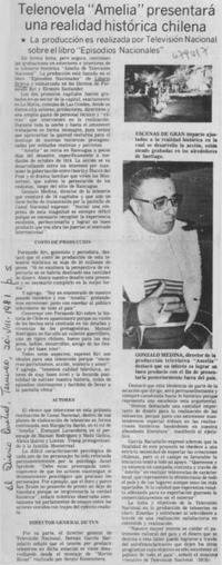 Telenovela "Amalia" presentará una realidad histórica chilena.