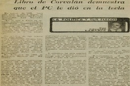 Libro de Corvalán demuestra que el PC le dió en la tecla