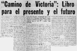 Camino de vistoria": libro para el presente y el futuro.