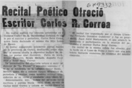 Recital poético ofreció escritor Carlos R. Correa.