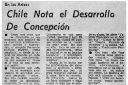 Chile nota el desarrollo de Concepción.