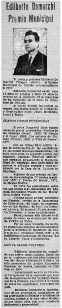 Edilberto Domarchi premio municipal.