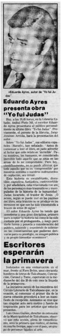 Eduardo Ayres presenta obra "yo fui Judas".