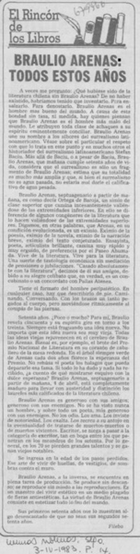 Braulio Arenas: todos estos años