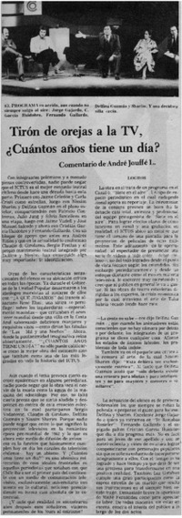 Tirón de orejas a la TV, ¿cuántos años tiene un día?