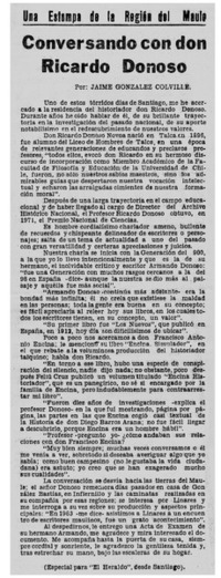 Conversando con son Ricardo Donoso