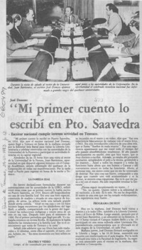 Mi primer cuento lo escribí en Pto. Saavedra".