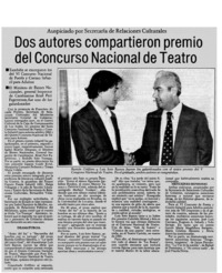 Dos autores compartieron premio del Concurso Nacional de Teatro.