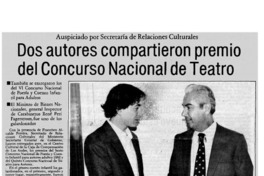 Dos autores compartieron premio del Concurso Nacional de Teatro.