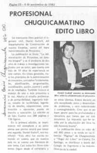 Profesional chuquicamatino editó libro.